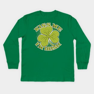 Kiss Me I'm Irish | Lucky Shamrock Kids Long Sleeve T-Shirt